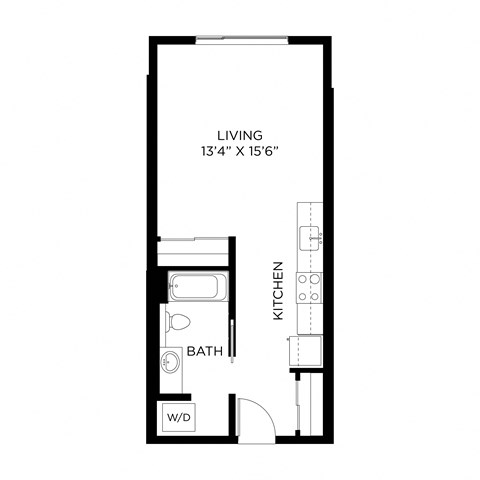 Floor plan for studio, 1 bath, 471 sqft